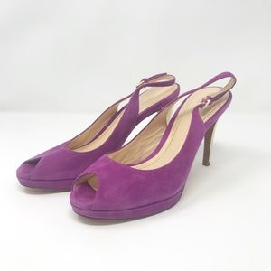 Cole Haan Purple Gold Suede Pumps Heels Sz 8